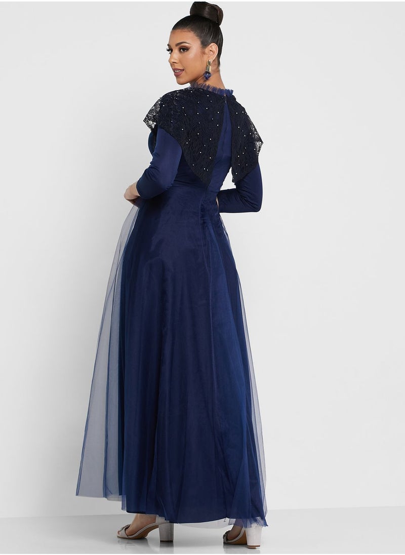 Khizana - Embroidered Shoulder Dress - Image 1