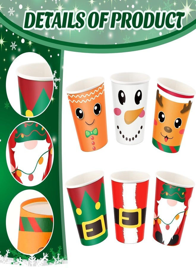Zhehao 300 Pieces Christmas Paper Cups 9 oz Disposable 6 Style Gingerbread Santa Elf Snowman Elk Dwarf Cups for Hot Cocoa Coffee Hot Cold Beverages Kid Christmas Party Decoration - Image 2