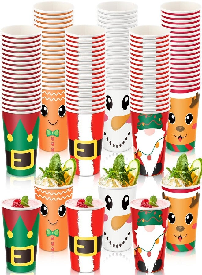 Zhehao 300 Pieces Christmas Paper Cups 9 oz Disposable 6 Style Gingerbread Santa Elf Snowman Elk Dwarf Cups for Hot Cocoa Coffee Hot Cold Beverages Kid Christmas Party Decoration - Image 1