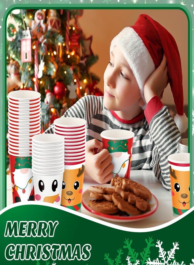 Zhehao 300 Pieces Christmas Paper Cups 9 oz Disposable 6 Style Gingerbread Santa Elf Snowman Elk Dwarf Cups for Hot Cocoa Coffee Hot Cold Beverages Kid Christmas Party Decoration - Image 5