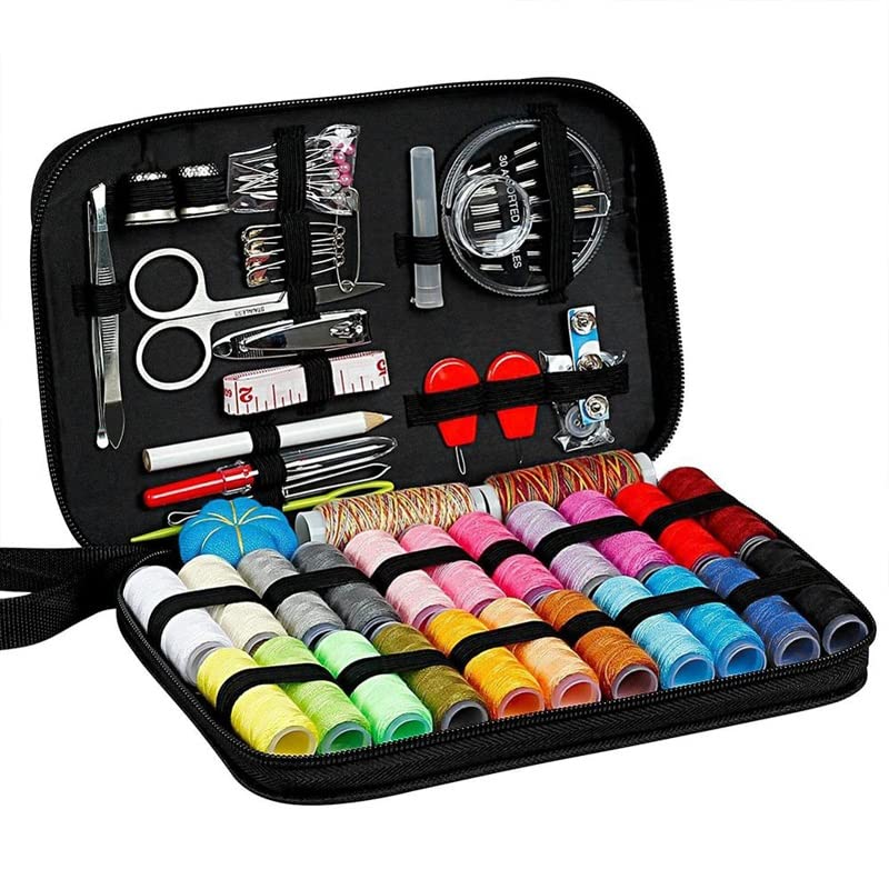 TREXEE DIY Travel Sewing Kit Sewing Box for Hand Sewing Kit for Traveler Beginner Emergency Clothing Fixes Organizer Scissors Thimble Thread Sewing Needles Tape Measure Sewing Kit 01