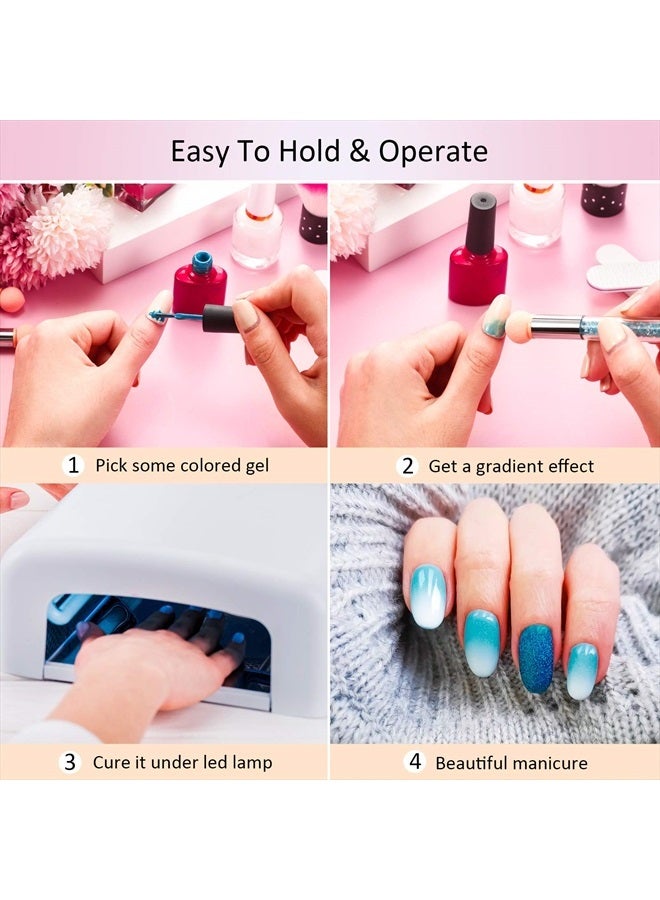 Maitys 4 Pieces Nail Sponges for Ombre UV Gel Gradient Sponges Pen Double Head Brush with 16 Pieces Replacement Head for Nail Art Manicure DIY Tools(Pink, Purple, Champagne, Blue) - Image 4