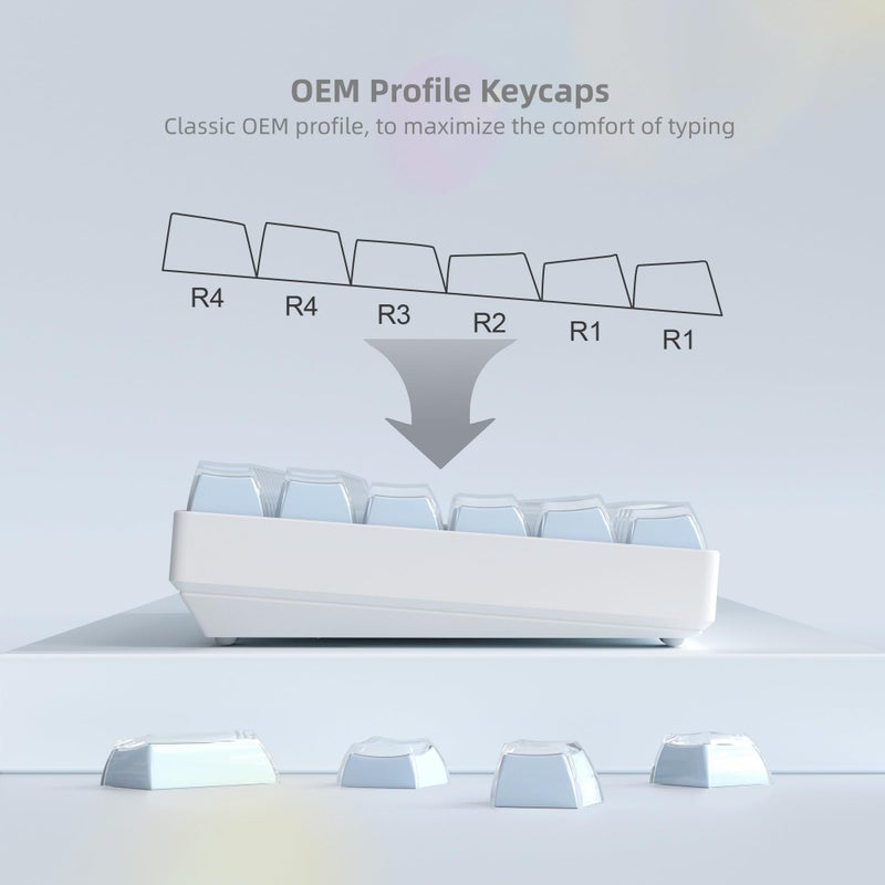 Womier Jelly Keycaps, Mechanical Keyboard for keycaps Set, OEM Profile Clear Key Cap, 113-Key Blue Cute Custom Keycaps for 60%,75%,100% Mechanical Keyboards with Cherry/Gateron MX Switches - Image 4
