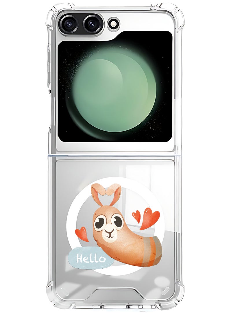 Theodor Magnetic Case for Samsung Galaxy Z Flip 5 Compatible with MagSafe Wireless Charging, Shockproof Phone Bumper Cover Hello Camel - Image 1