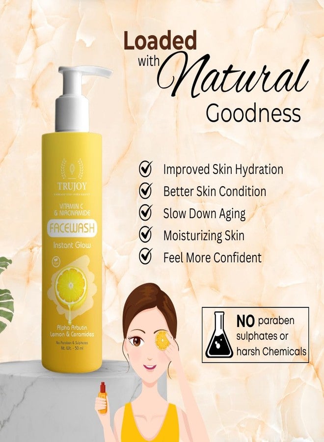 TRUJOY EMBRACE YOUR INNER BEAUTY Vitamin C Super Bright Gel Face Wash For Glowing And Brightening Skin | All Skin Types| Face Wash For Women & Men|(50ML) - Image 3