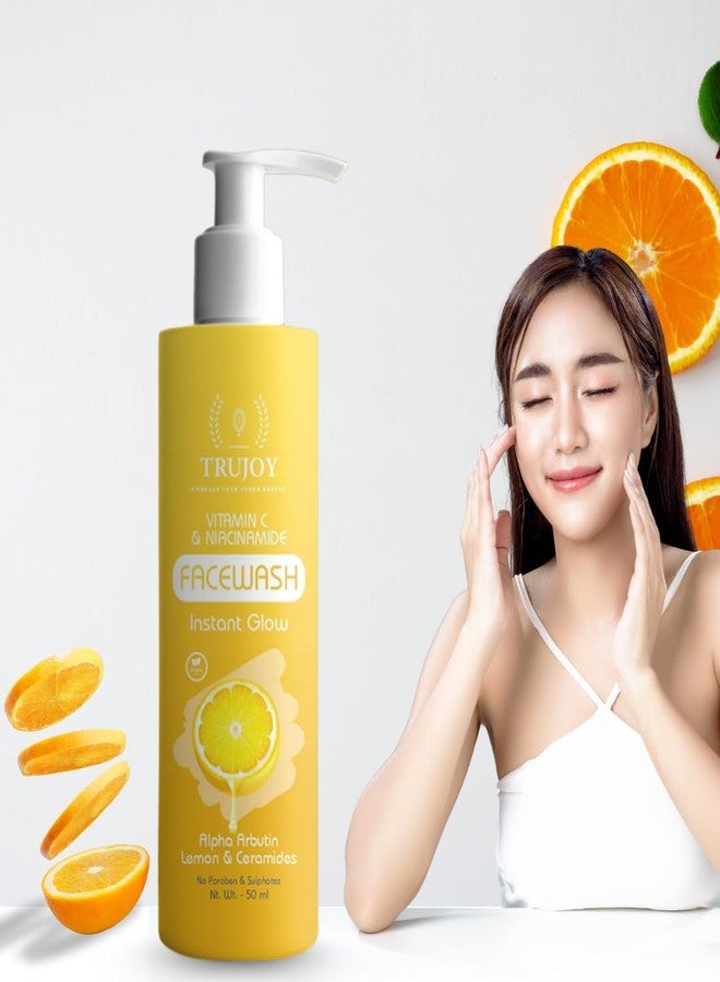 TRUJOY EMBRACE YOUR INNER BEAUTY Vitamin C Super Bright Gel Face Wash For Glowing And Brightening Skin | All Skin Types| Face Wash For Women & Men|(50ML) - Image 1