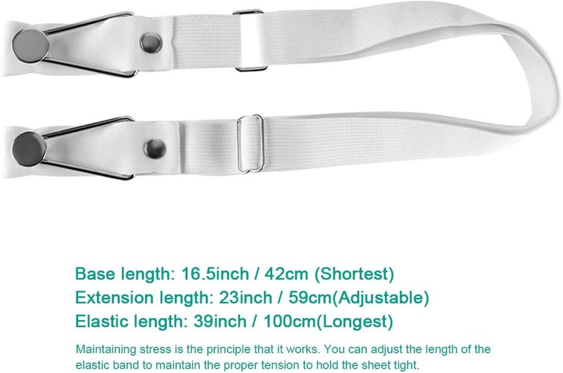 Bed Sheet Holder Straps 4-Pack White Elastic Gripper - Non-Slip Sheet Fastener for Bedroom Mattress Covers - Image 3