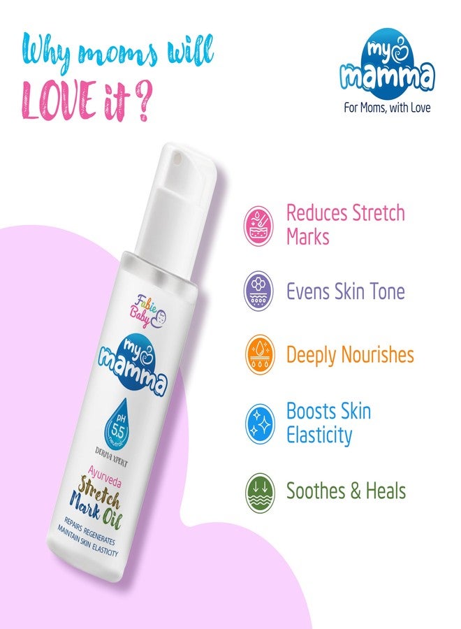 Fabie Baby MyMamma Natural Stretch Mark Oil for Pregnancy & Postpartum - 100 ml | Goodness of Ayurvedic Blend with Aloe, Turmeric, Neem & Wheat Germ Oil - pH 5.5 | Non-Greasy & Safe for Moms-to-Be - Image 3