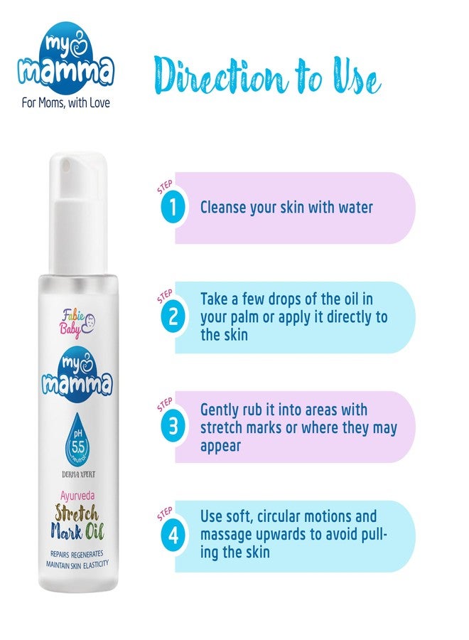 Fabie Baby MyMamma Natural Stretch Mark Oil for Pregnancy & Postpartum - 100 ml | Goodness of Ayurvedic Blend with Aloe, Turmeric, Neem & Wheat Germ Oil - pH 5.5 | Non-Greasy & Safe for Moms-to-Be - Image 5