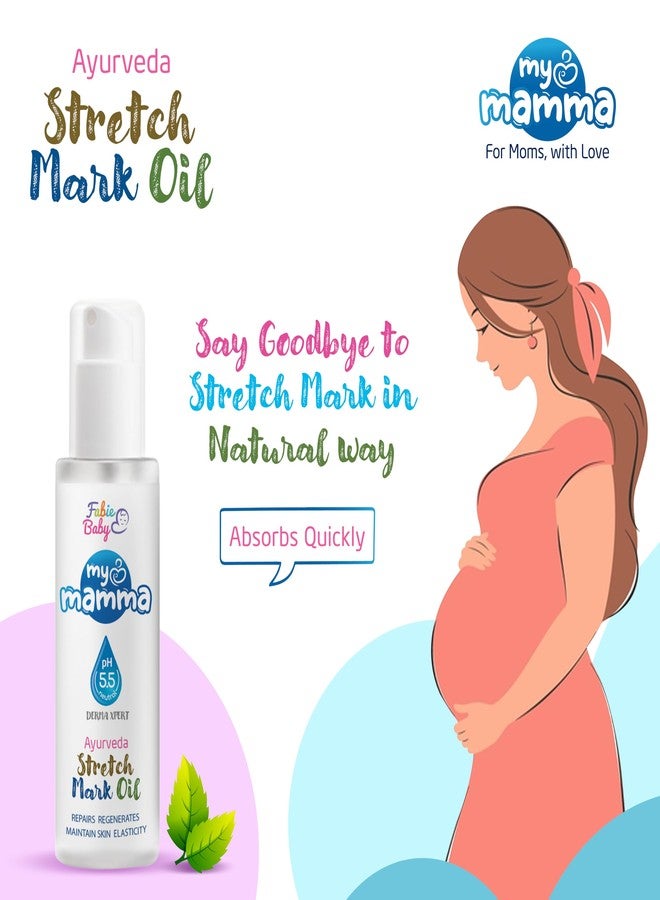 Fabie Baby MyMamma Natural Stretch Mark Oil for Pregnancy & Postpartum - 100 ml | Goodness of Ayurvedic Blend with Aloe, Turmeric, Neem & Wheat Germ Oil - pH 5.5 | Non-Greasy & Safe for Moms-to-Be - Image 2