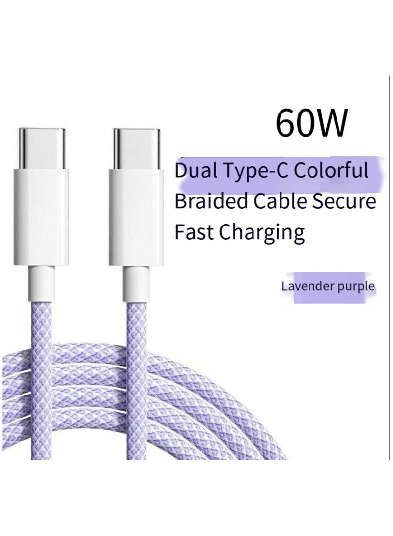 Type C-Type C خط شحن هاتف محمول (أرجواني، 2 متر) - Image 1