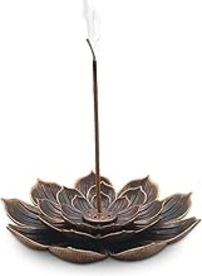 Incense Burner,Lotus Incense Stick Incense Holder and Cone Incense Holder with Ash Catcher