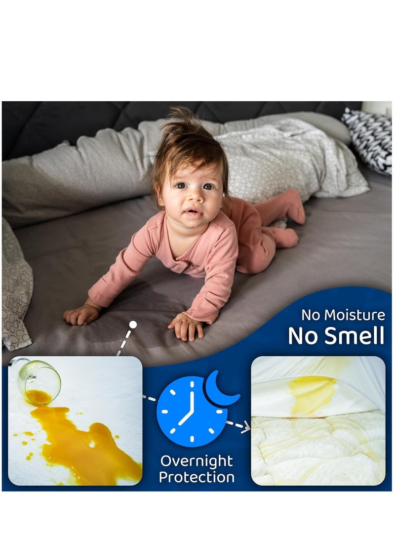 Waterproof Mattress Protector 200x160 cm – Coral Fleece, 35 cm Deep Pocket, 250 GSM, Hypoallergenic Vinyl Free, Soft & Breathable Pad Cover, Noiseless Cotton Comfort & Protection, Super King Size.