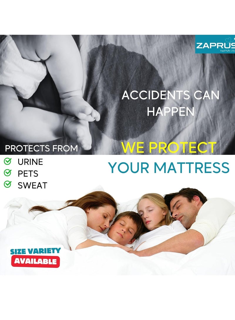 Waterproof Mattress Protector 200x160 cm – Coral Fleece, 35 cm Deep Pocket, 250 GSM, Hypoallergenic Vinyl Free, Soft & Breathable Pad Cover, Noiseless Cotton Comfort & Protection, Super King Size.