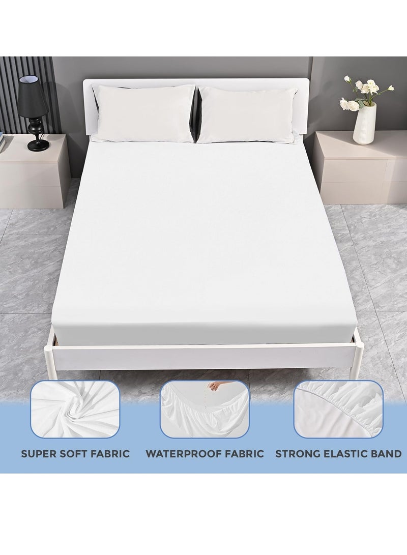 Waterproof Mattress Protector 200x160 cm – Coral Fleece, 35 cm Deep Pocket, 250 GSM, Hypoallergenic Vinyl Free, Soft & Breathable Pad Cover, Noiseless Cotton Comfort & Protection, Super King Size.