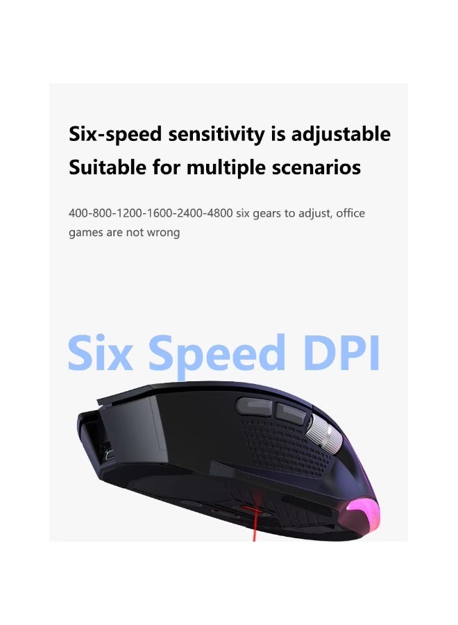founder G600 Ergonomic Mouse – 3 Mode Wireless & Bluetooth, 4800 DPI Adjustable, 1000Hz Polling Rate, Rechargeable with Side Scroll Wheel - Image 4