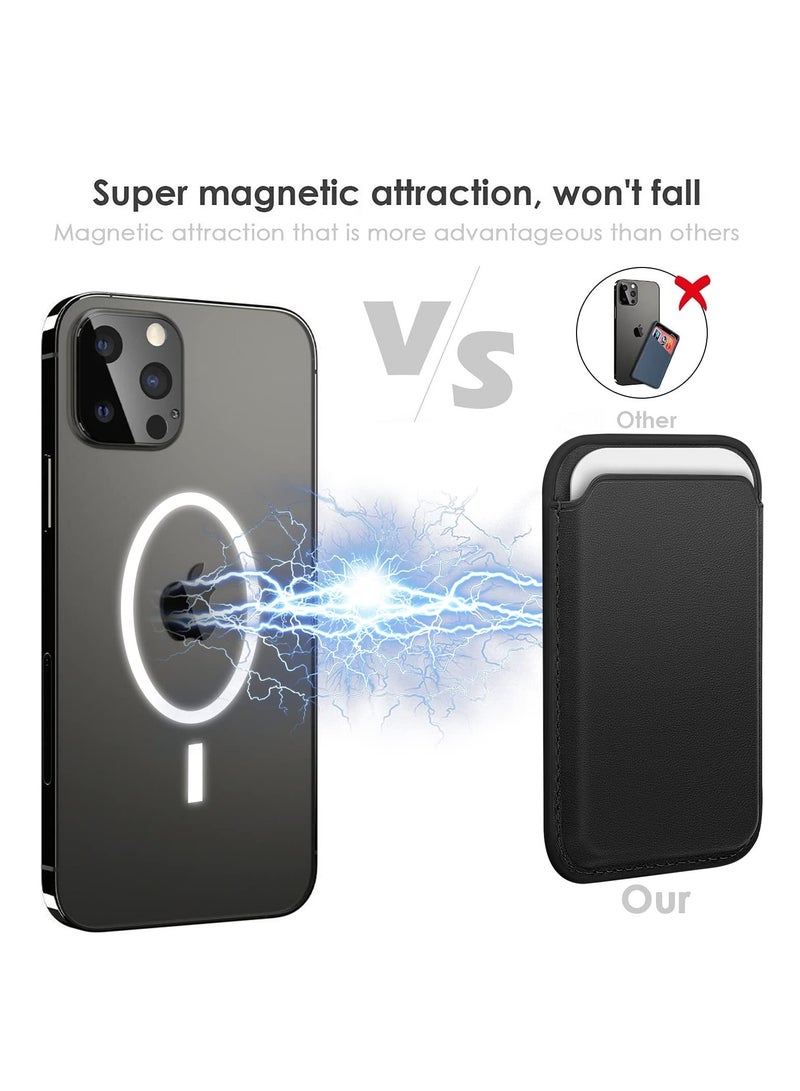 Magnetic Card Holder Wallet for iPhone 13 14 15 16 Series, MagSafe Compatible Phone Case Accessory, Black - Image 2