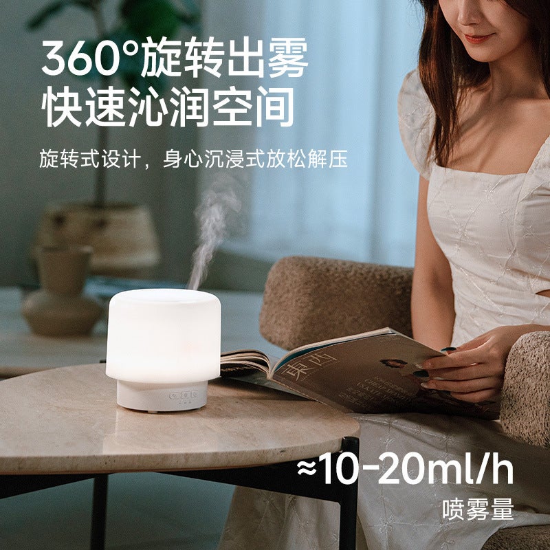 جهاز ترطيب وعلاج عطري دوار 360 درجة مع USB وإضاءة LED لغرفة النوم - Image 2