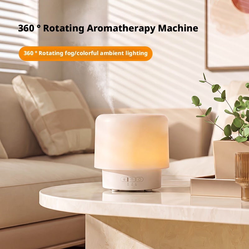 جهاز ترطيب وعلاج عطري دوار 360 درجة مع USB وإضاءة LED لغرفة النوم - Image 1