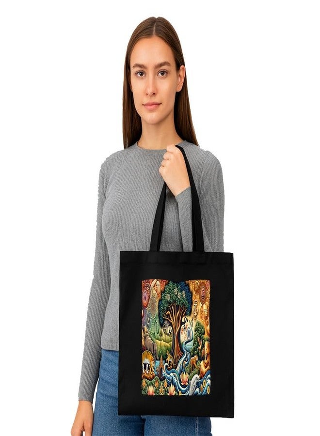 PrintingZone Printed Tote Bag For Women| Mandala Print Canvas Tote Bag - Stylish Daily Shopper for Women - Image 2