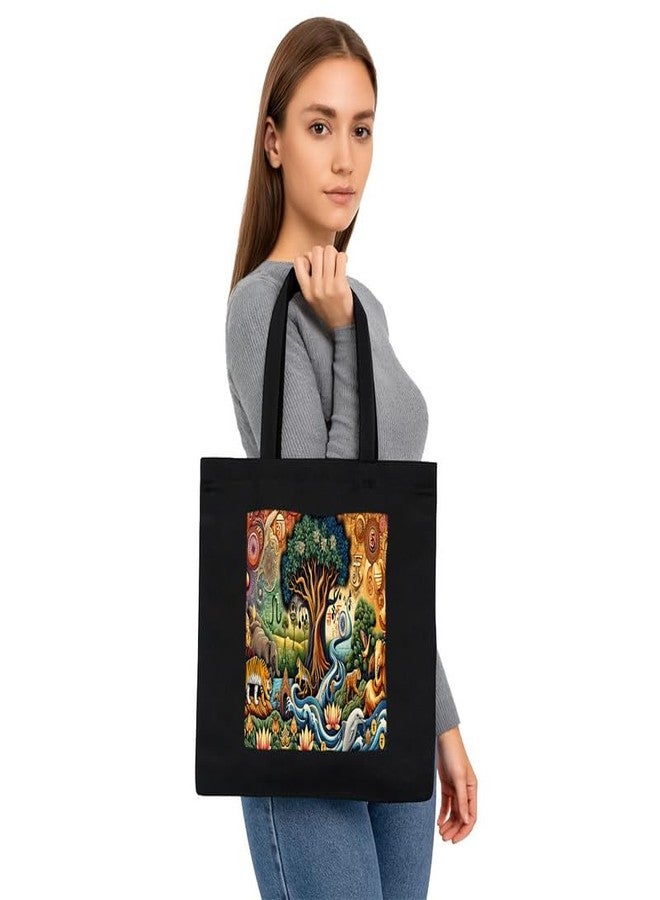 PrintingZone Printed Tote Bag For Women| Mandala Print Canvas Tote Bag - Stylish Daily Shopper for Women - Image 3