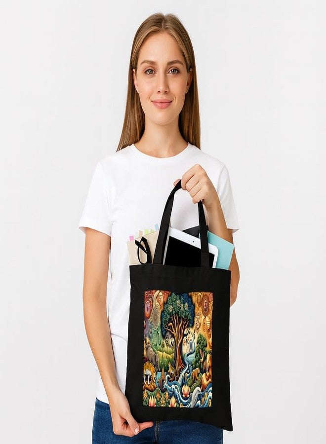 PrintingZone Printed Tote Bag For Women| Mandala Print Canvas Tote Bag - Stylish Daily Shopper for Women - Image 4