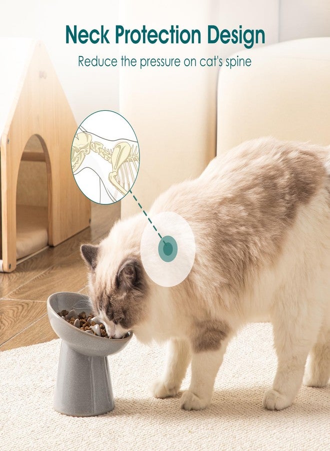 vancasso Ceramic Slow Feeder Cat Bowl, 6.25 Inch Elevated Cat Slow Feeder Bowl, Anti Vomiting for Dry and Wet Food, Grey - Image 5