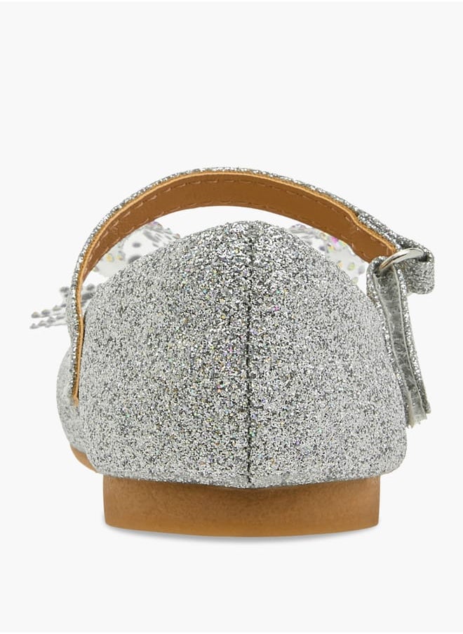 JUNIORS Girls Bow Embellished Mary Jane Shoes with Hook and Loop Closure  - Image 5
