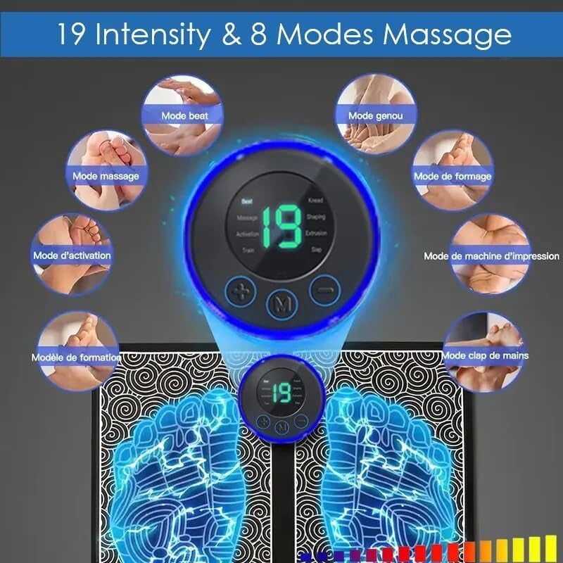 DADLM® (Combo) Foot Massager Pain Relief Wireless Electric EMS Massage Machine,Rechargeable Portable Folding Automatic with 8 Mode19 Intensity for Legs,Body,Hand Therapy New Model - New E2025 (Black) - Image 2