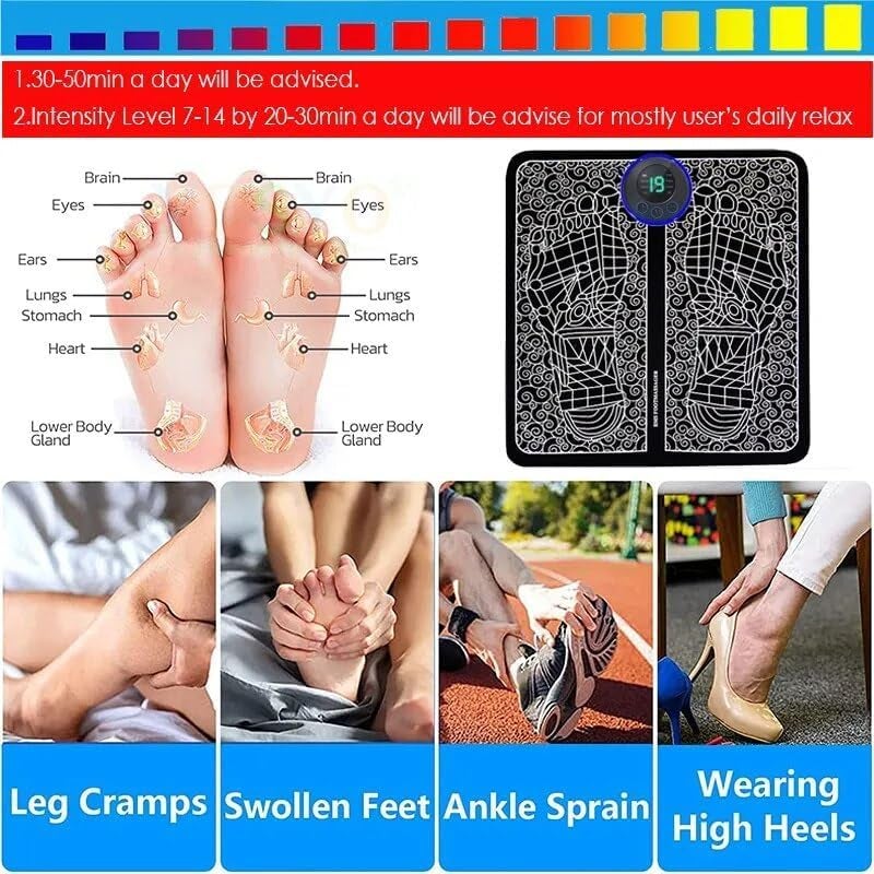DADLM® (Combo) Foot Massager Pain Relief Wireless Electric EMS Massage Machine,Rechargeable Portable Folding Automatic with 8 Mode19 Intensity for Legs,Body,Hand Therapy New Model - New E2025 (Black) - Image 4