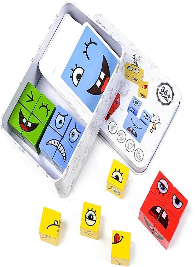 Face Changing Expressions Wooden Block Puzzles,Multi-Player Blocks that Improve Children's Thinking Skills, Collaboration and Colour Perception, Parent-Child Board Games for Children Age 3+ - Image 1