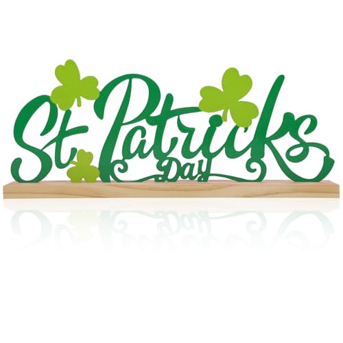 COCHIE Metal St Patricks Day Sign St Patricks Day Decorations for Home Office Shelf Mantel Indoor Shamrock Decoration Saint Patrick Day Decor Shamrock - Image 1