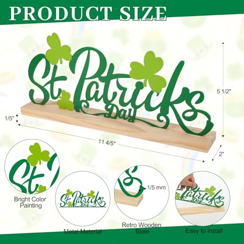 COCHIE Metal St Patricks Day Sign St Patricks Day Decorations for Home Office Shelf Mantel Indoor Shamrock Decoration Saint Patrick Day Decor Shamrock - Image 3