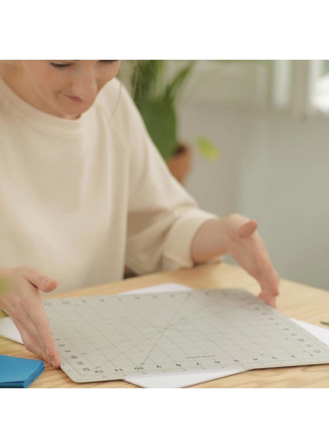 Fiskars Rotating Cutting Mat - 14" x 14" Grid to Cut Fabric Squares Easily - Perfect for Quilting, Sewing and Craft Projects - Self-Healing Mat - Gray - Image 2