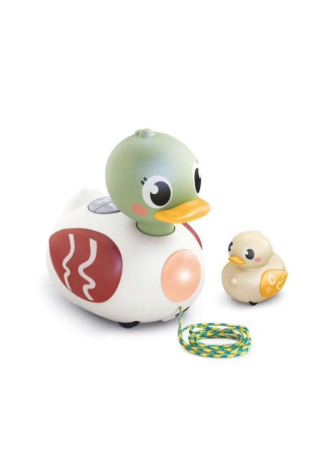 Hola Pull-Along Duck Family Toy for Babies – Interactive Mother & Baby Ducks with Music, Lights, Waddling Movement, Crawling & Walking Development, 20+ Songs & Sounds - Image 1
