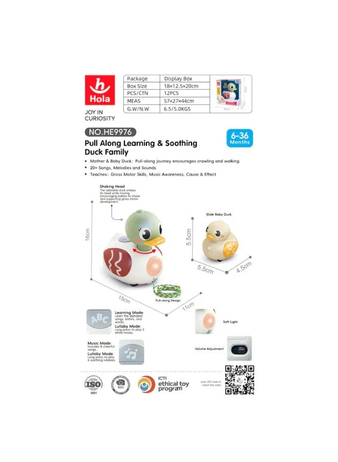 Hola Pull-Along Duck Family Toy for Babies – Interactive Mother & Baby Ducks with Music, Lights, Waddling Movement, Crawling & Walking Development, 20+ Songs & Sounds - Image 3