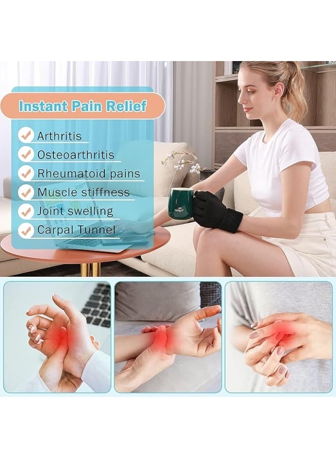 DUNISO Gel Glove，Finger Arthritis Compression Ice Glove for Pain Relief,Hot and Cold Compress Glove，Anti Slip and Durable，for Tendinitis, Carpal Tunnel，Black - Image 2