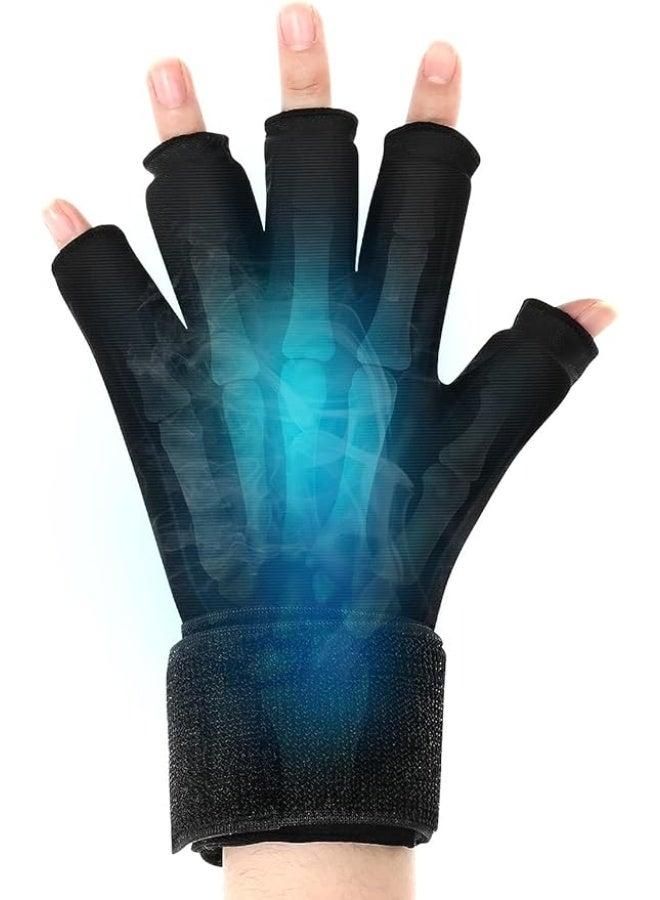 DUNISO Gel Glove，Finger Arthritis Compression Ice Glove for Pain Relief,Hot and Cold Compress Glove，Anti Slip and Durable，for Tendinitis, Carpal Tunnel，Black - Image 1