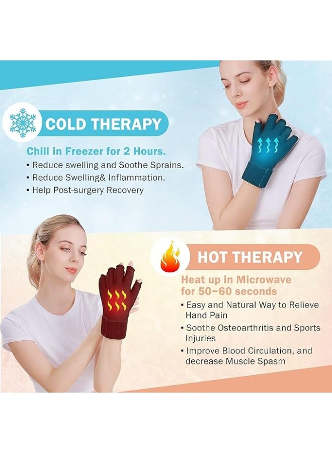 DUNISO Gel Glove，Finger Arthritis Compression Ice Glove for Pain Relief,Hot and Cold Compress Glove，Anti Slip and Durable，for Tendinitis, Carpal Tunnel，Black - Image 3