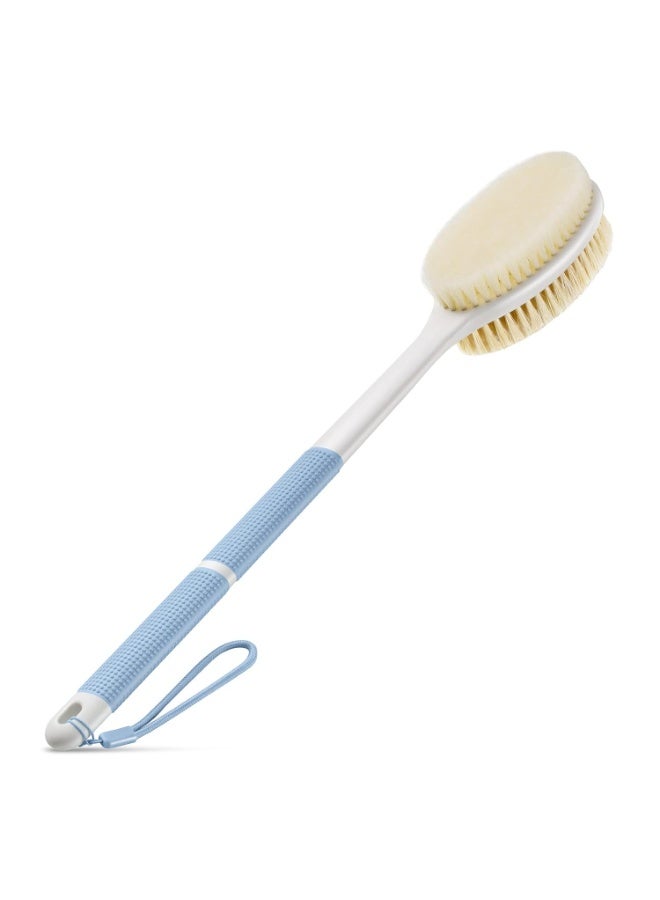 فرشاة جسم لاستحمام ذات مقبض طويل مزدوجة الجوانب - مقبض غير ينزلق مع شعر صلب/ناعم لتنظيف الظهر والتقشير في حمامات المنازل السعودية - Image 1