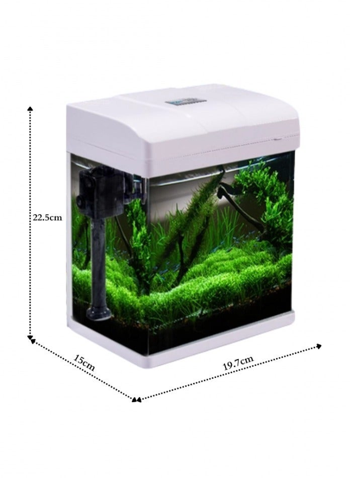 حوض السمك Pufeit PF-200 هو حوض سمك مكتبي صغير الحجم يأتي كمجموعة كاملة مع فلتر داخلي وإضاءة LED - Image 3