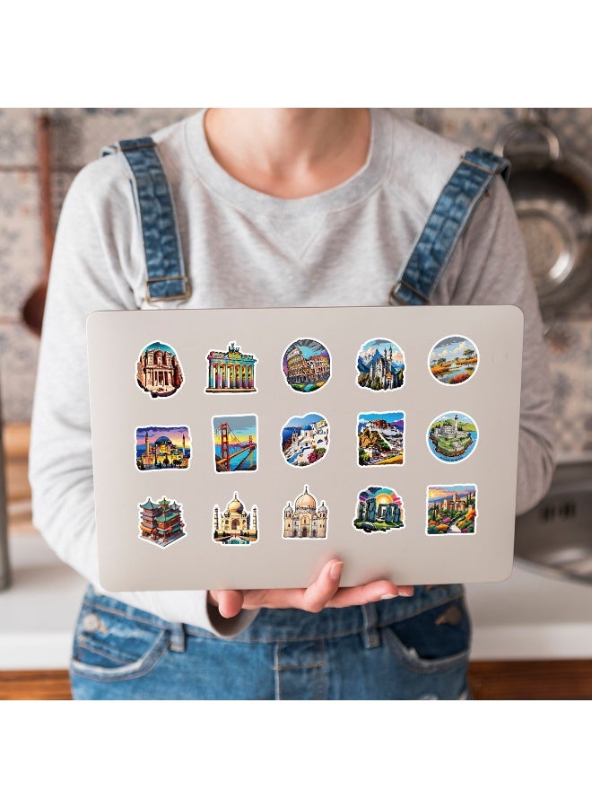 قوس قزح أورينبو ملصقات مباني المعالم للمراهقين، 50 قطعة، ملصقات السفر حول العالم، زجاجات المياه، الكمبيوتر المحمول، لوح التزلج، الأكواب، الدراجات، سجل القصاصات، للبالغين، البنات والأولاد، مجموعة ملصقات للأطفال - Image 5