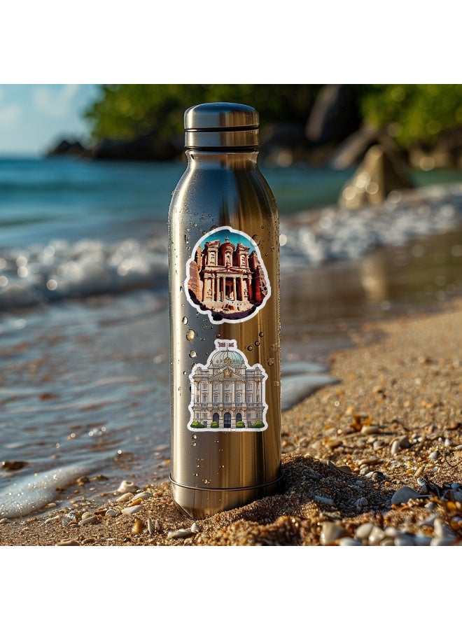 قوس قزح أورينبو ملصقات مباني المعالم للمراهقين، 50 قطعة، ملصقات السفر حول العالم، زجاجات المياه، الكمبيوتر المحمول، لوح التزلج، الأكواب، الدراجات، سجل القصاصات، للبالغين، البنات والأولاد، مجموعة ملصقات للأطفال - Image 4