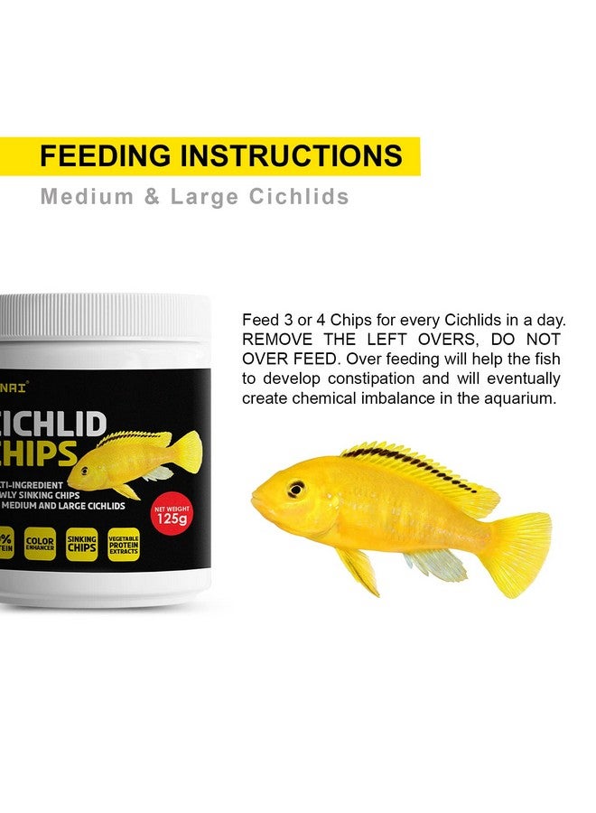 TUNAI Multi-Ingredient 49% Protein Sinking Chips For Cichlids | 125G | Cichlid Food Specially Formulated Fish Food For All Carnivores Fish Types (Chips Wafers - 125G), All Life Stages - Image 5