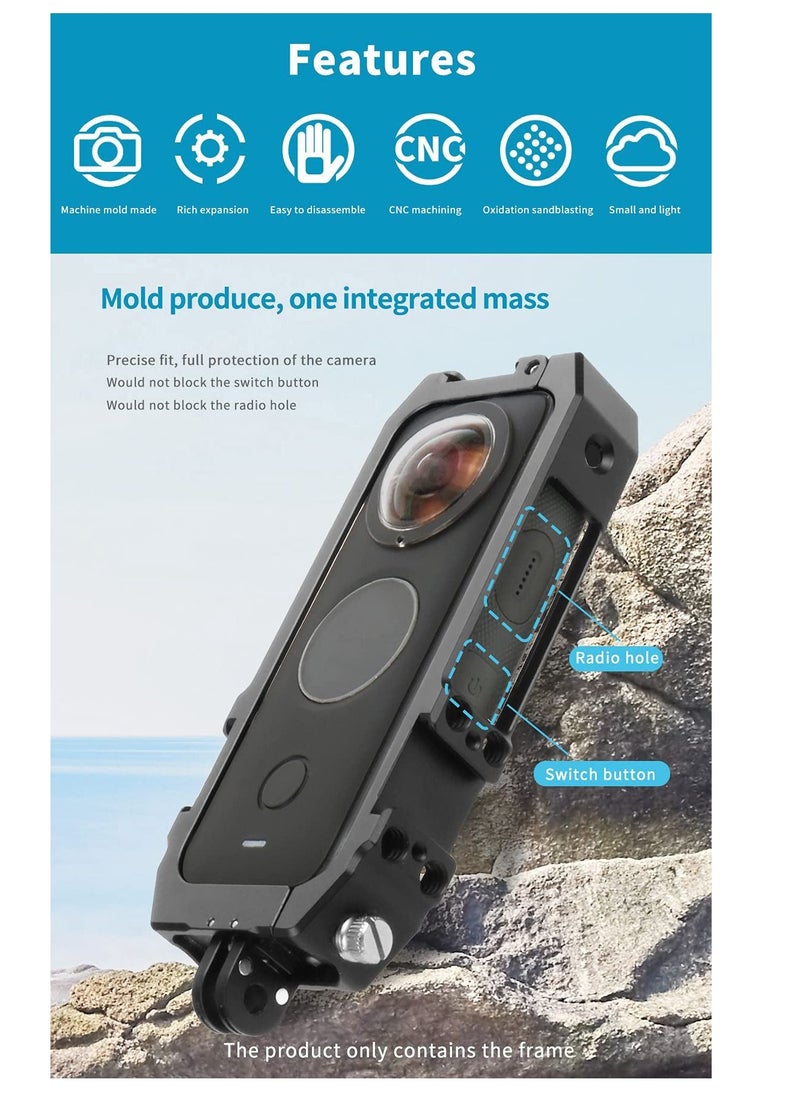 Y&D - Panoramic Camera Cage Protection Frame with Magnetic Folding Mount Head Cold Shoe 1/4'' Hole Compatible Insta360 one x2 (One Pcs Frame) - Image 1