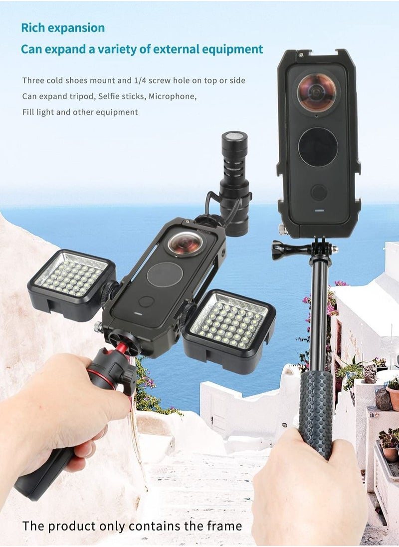 Y&D - Panoramic Camera Cage Protection Frame with Magnetic Folding Mount Head Cold Shoe 1/4'' Hole Compatible Insta360 one x2 (One Pcs Frame) - Image 1