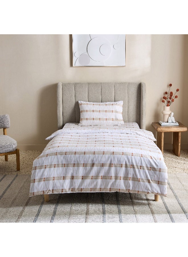 Home Box Malta Lattice 2-Piece Printed Cotton Single Duvet Cover Set - 135x200 cm - Image 3