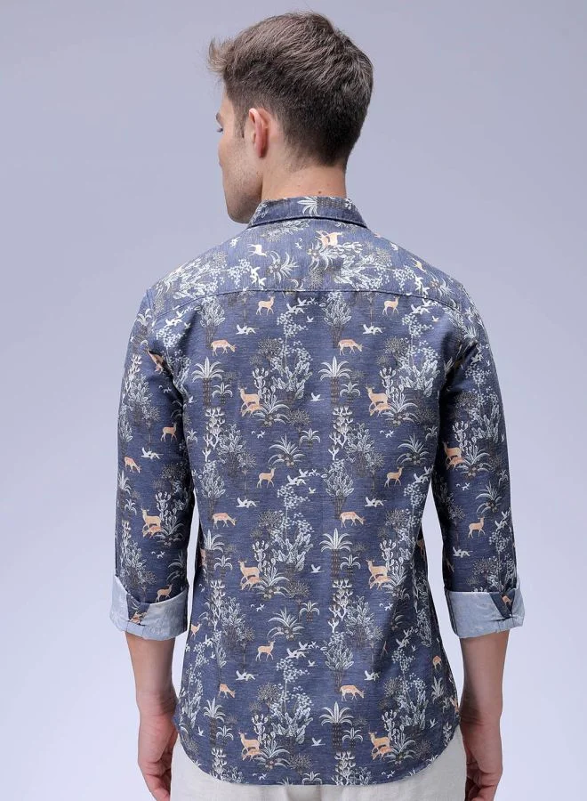 The Indian Garage Co Men Regular Fit Floral Printed Full Sleeves Cutaway Collar Resort Wear Shirt
