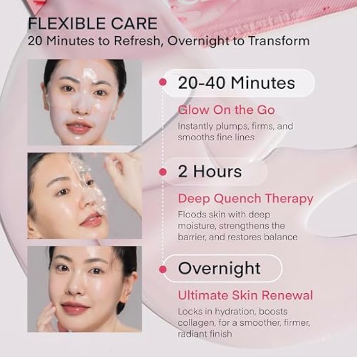 TEREZ & HONOR Korean Real Deep Bio Collagen Face Mask - 4ea x 33g Hydrogel Overnight Masks for Deep Hydration, Glowing, Pore Minimizing, Elasticity, Fragrance-Free, 100 Da Ultra-Low Molecular Collagen - Image 3