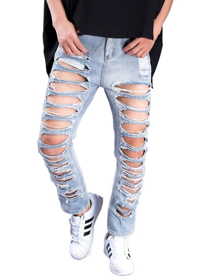 الصيف الرجال شارع العليا الاتجاه ممزق الجينز - Image 1